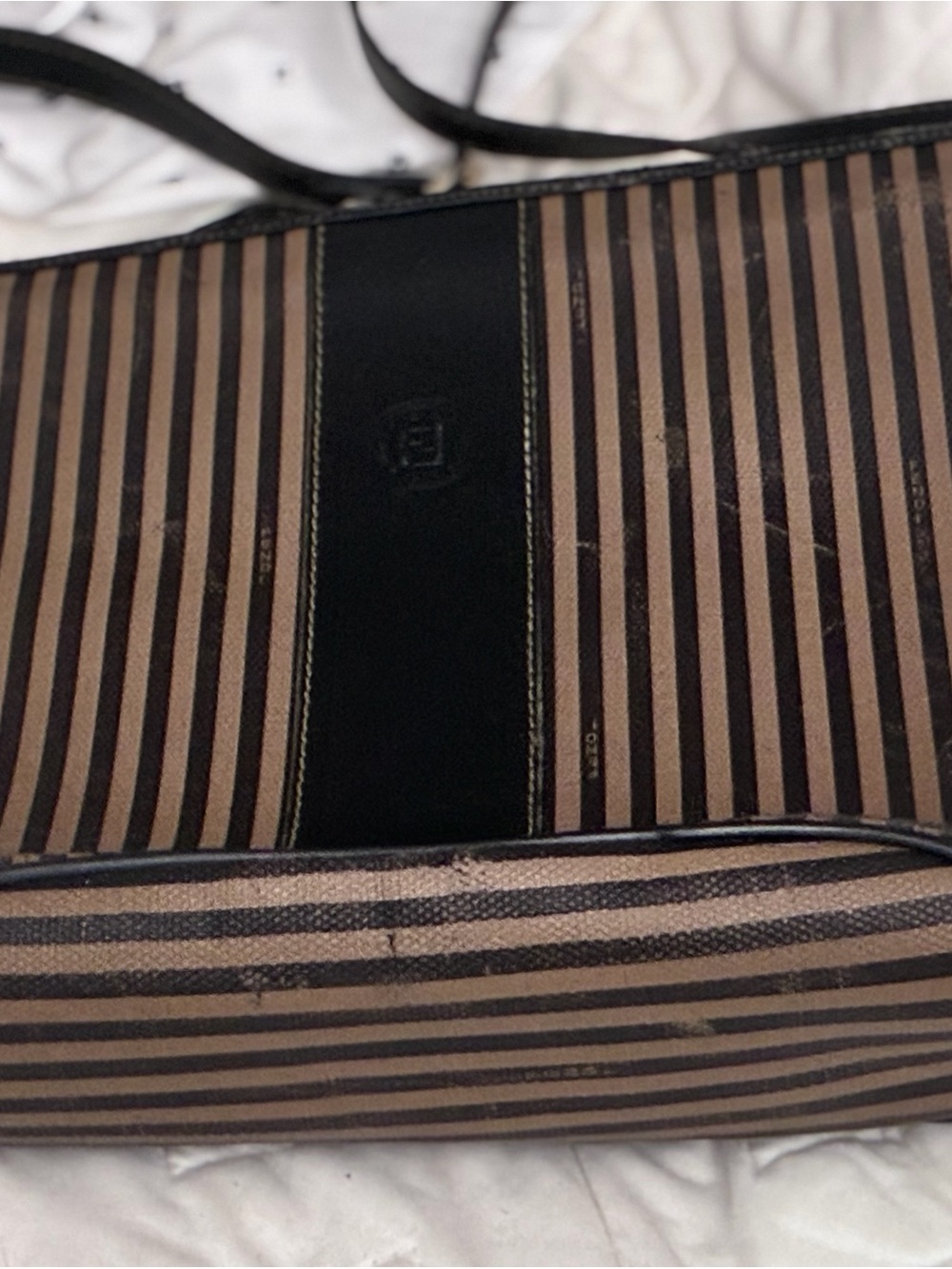 Fendi Brown and Black Striped Shoulder Bag